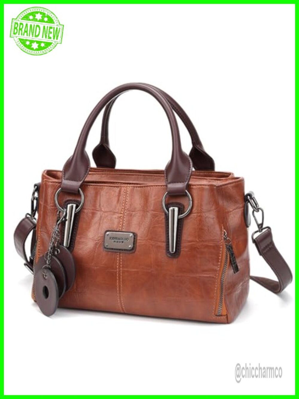Vegan Leather Satchel Tote Bag with Compartments Satchel Shoulder Bag